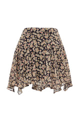 Orange Floral Print Skirt Hem Asymmetric Viscose Fabric Mini Woven Skirt Twoaw24et00233