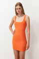 Orange Body Fitting Woven Dress Tprss24el00165