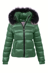 Women's Short Removable Fur Hooded Padded Inflatable Coat 8347 Gfx8347