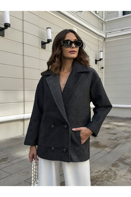 Gray Diagonal Coat 9340