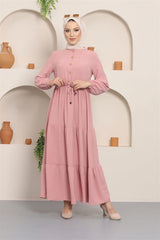 Ruffle Button Aerobin Dress Pink 8806