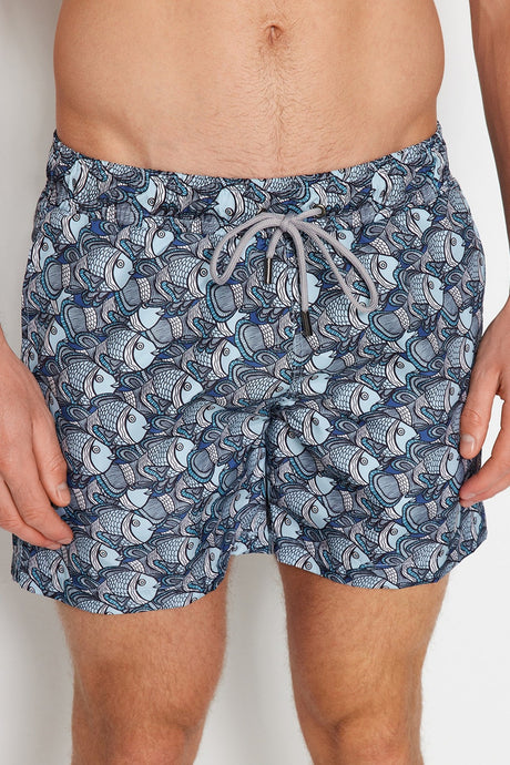 Multicolor Mens Fish Printed Standard Size Swimsuit Marine Shorts Tmnss20ds0006