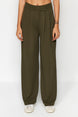 Brown Belt Velcro High Waist Pleated Wide Leg Knit Pants Twoaw24pl00177