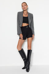 Woven Shorts Skirt With Black Accessories Twoaw24sr00061