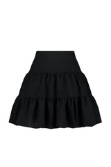 Black Flounce Modal Content Mini Woven Skirt Twoss24et00017