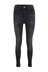 Black Thinning Effect Super High Waist Skinny Jeans Twoss23je00080