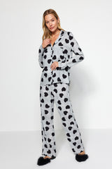 Viscose Woven Pajama Set With Ecru Heart Thmaw21pt0936