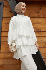 Rima Ruffle Shirt Set - White Ms00mt011221