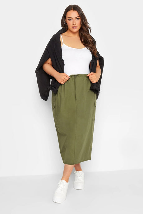 Plus Size Midi Length Cargo Skirt 302038 Byk-23y-302036