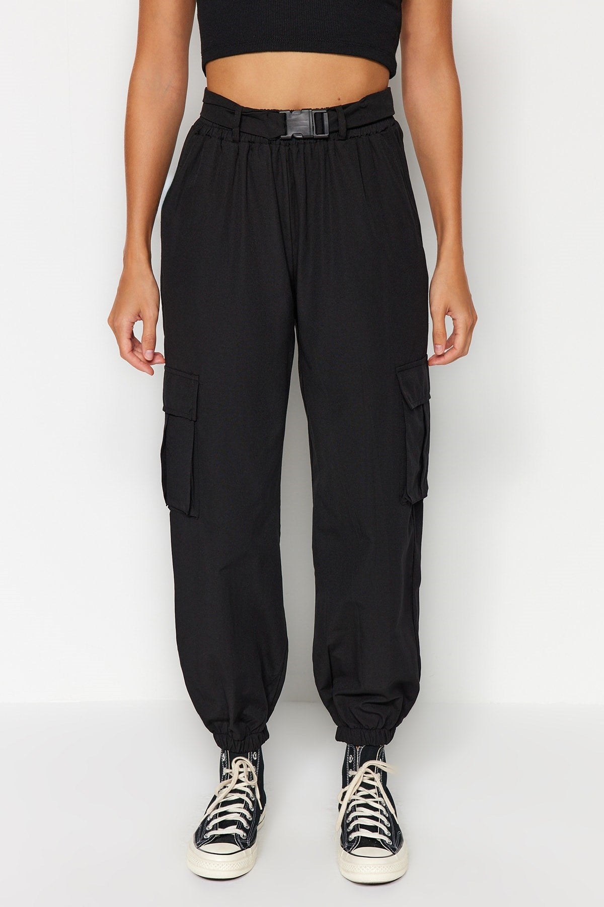 Black Cargo Pocket Woven Pants Twoaw24pl00293