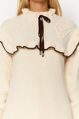 Cream Black Connecting Knitwear Knit Sweater Tctaw24ak00171