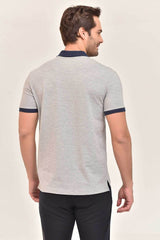 Men's Grey Basic Cotton Solid Color Short Sleeve Sport&casual Polo Collar T-shirt 8982 Tb20ml07s8982