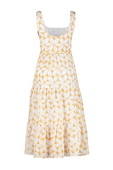 Yellow V-neck Midi Woven Floral Embroidery Dress Twoss24el00796