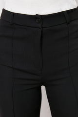 Black Straight/straight Cut High Waist Rib Stitched Woven Pants Twoss24pl00123