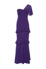 Purple Ruffle Chiffon Long Night Evening Dress Tprss24ae00040