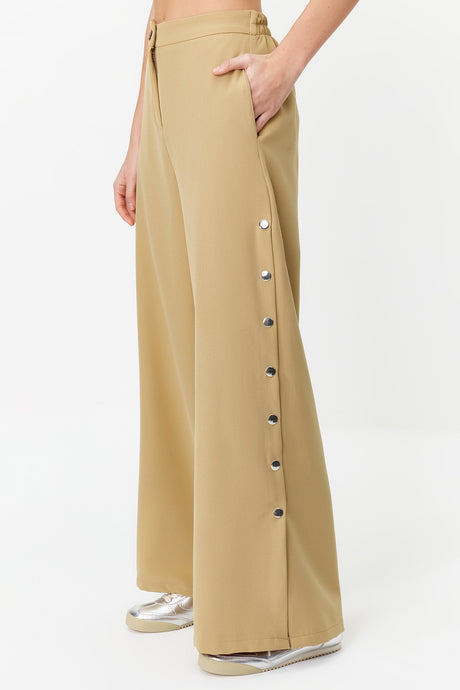 Stone Wide Leg/wide Leg Sides Buttoned Woven Pants Twoss20pl0398