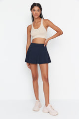 Black 2 Layer Sports Shorts Skirt Twoss22sr00067