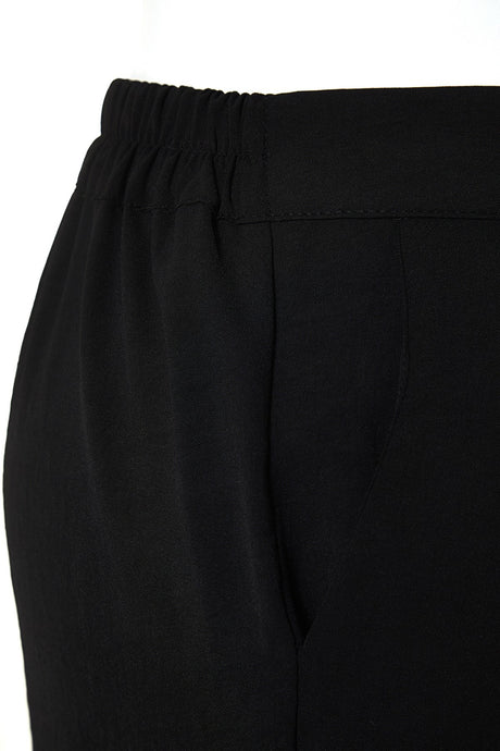 Black High Waist Pleated Woven Pants Tbbss22pl0448