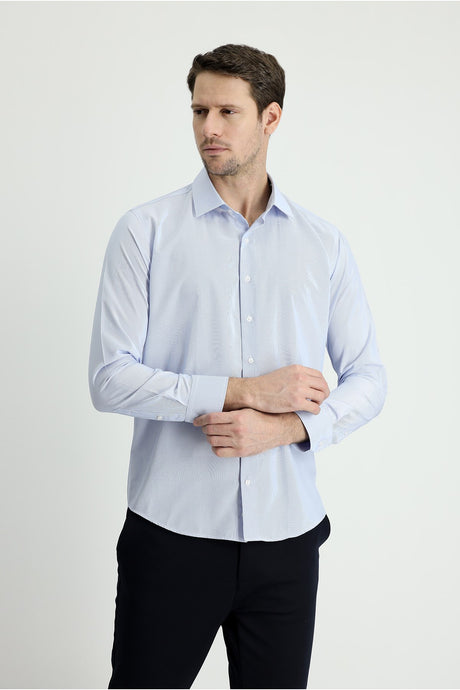 Long Sleeve Slim Fit Classic Striped Cotton Shirt 522685