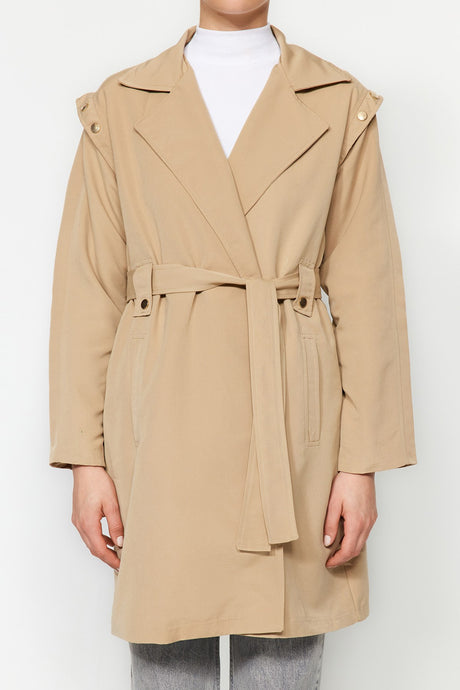 Limited Edition Beige Belted Water Repellent Trench Coat Twoaw24tr00053