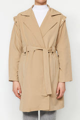 Limited Edition Beige Belted Water Repellent Trench Coat Twoaw24tr00053