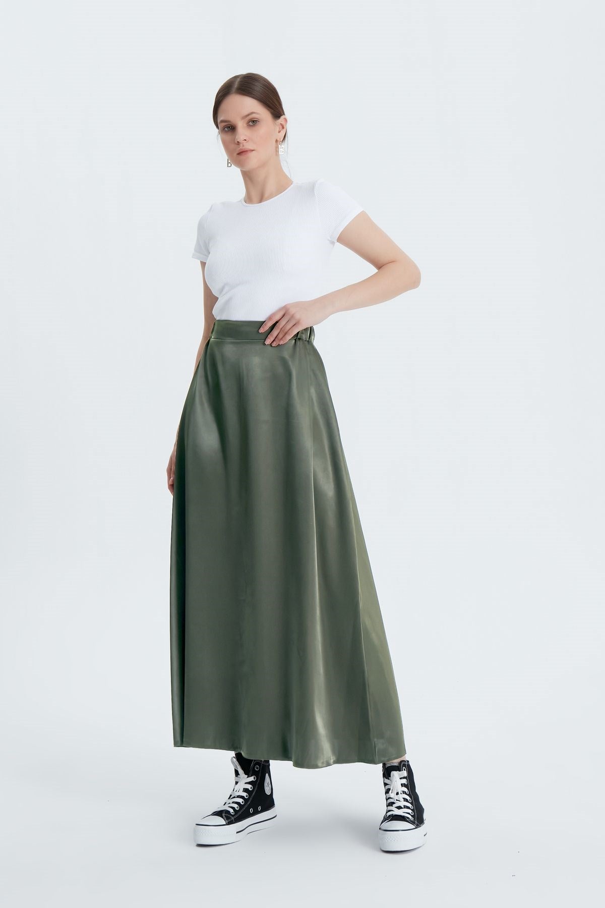 Green Satin Skirt Tyc0o1uftn170247479799157