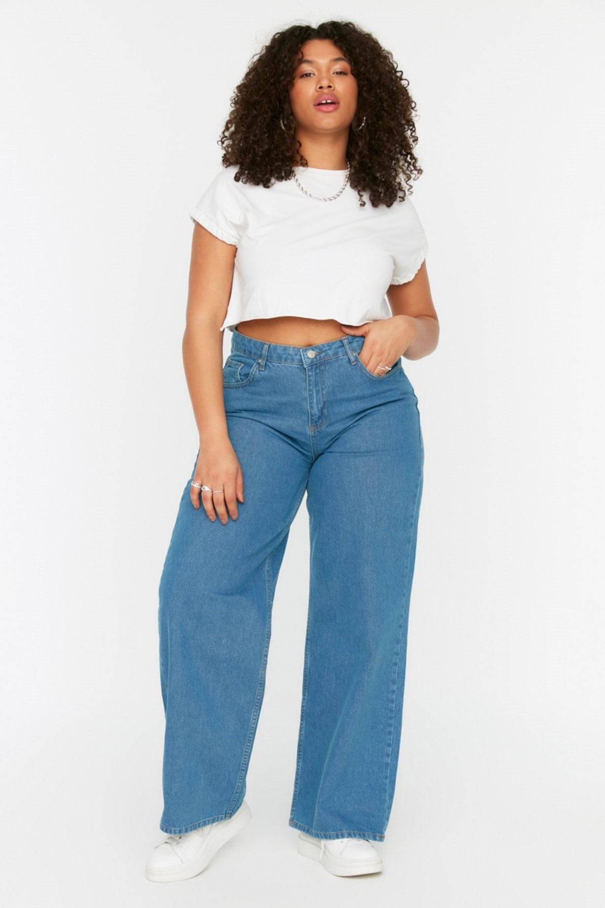 Light Blue High Waist Wideleg Jeans Tbbss22je0211