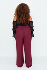 Black High Waist Pleated Woven Pants Tbbss22pl0448