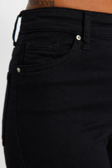 Faded Black Front Button High Waist Skinny Jeans Twoaw24je00090