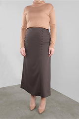 Women's Mink Button Detailed Classic Skirt 60125 22ketktr60125