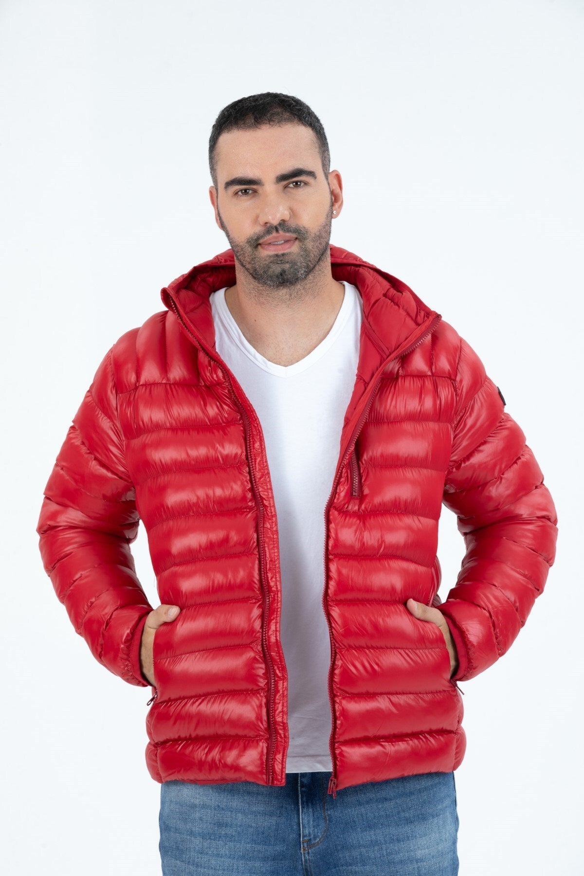 Men's Short Fixed Hooded Padded Sports Inflatable Coat 9714 Gfx9714