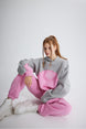 Charcoal 3 Yarn Fabric Revenge Tracksuit Pants Pink Hlfw24-00011