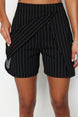 Black Smart Striped Mini High Waist Knitted Shorts Skirt Twoss23sr00076