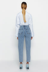 Light Blue High Waist Mom Jeans Twoss23je00067