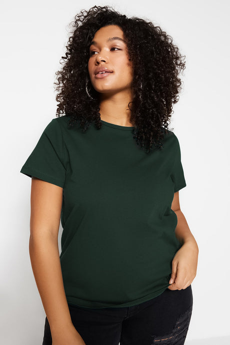 Emerald Green Basic Knitted Crew Neck T-shirt Tbbss22ts0733