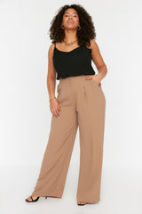 Black High Waist Pleated Woven Pants Tbbss22pl0448