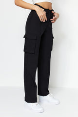 Black Cargo Woven Double Pocket Pants Twoaw22pl0343