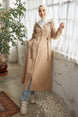 Layisa Striped Pattern Waist Ruffle Trench - Khaki Ms00or1201