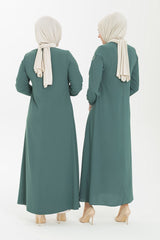 Mint Burkini Dress With Branch Embroidery And Pearl Detail 5241 T21el3m5241