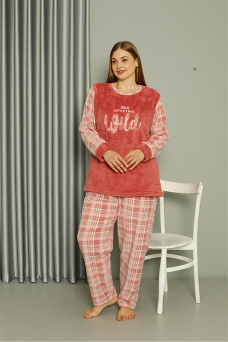 Welsoft Fleece Women Plus Size Powder Pajama Set 808040