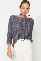 Anthracite Soft Textured Knitwear Sweater Twoaw24kz01262