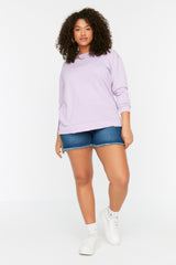 Lilac Slit Detailed Knitted Slim Sweatshirt Tbbss22sw0172