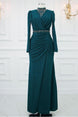 Women's Blue (oil) Stone Embroidered Evening Dress T 1753 24yabltr1753