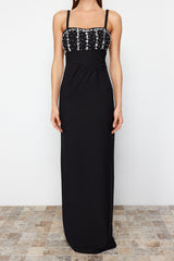 Black Stone Accessory Long Night Evening Dress Tprss24ae00089