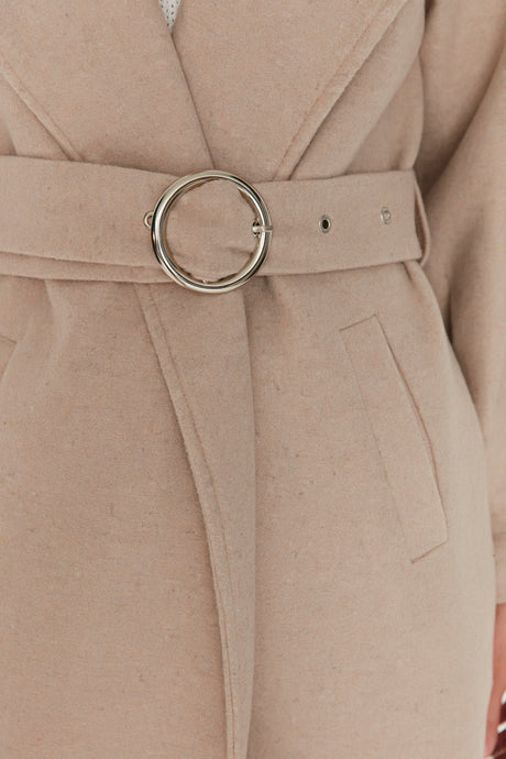 Stone Round Belt Long Woolen Cashmere Coat Twoaw20kb0029