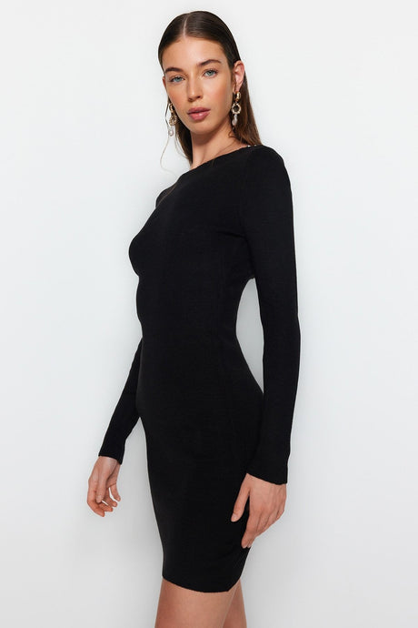 Black Mini Knitwear Back Detailed Dress Twoaw24el00089