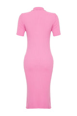 Indigo Midi Knitwear Polo Neck Dress Twoss24el00353