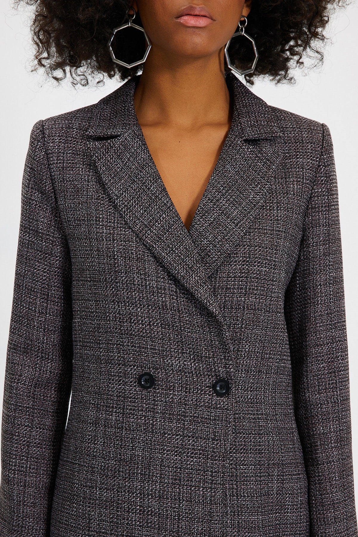 Anthracite Regular Lined Buttoned Woven Blazer Jacket Twoaw22ce0667