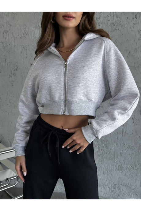 Grey Basic Hooded Sweat Ey-4042