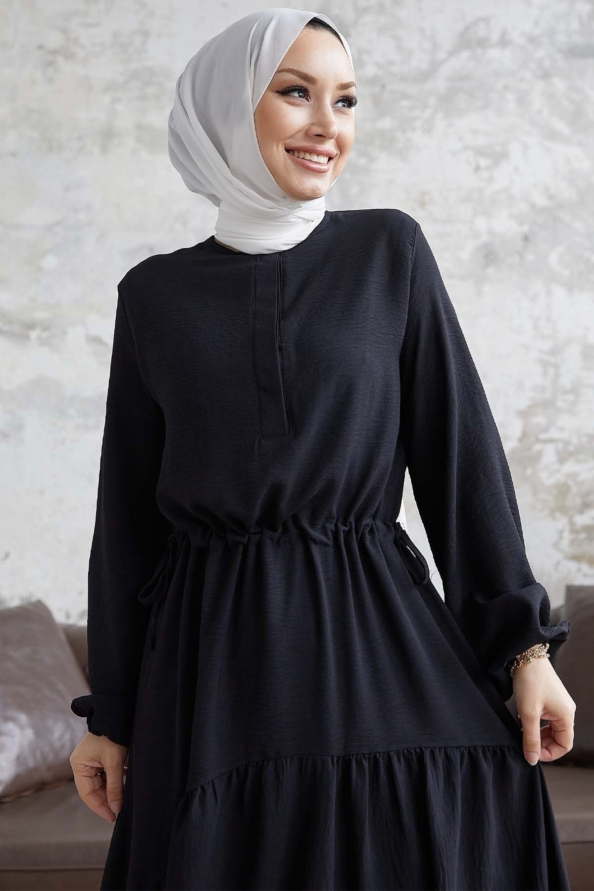 Merya Tunnel Belt Soft Ayrobin Dress - Black Ms00mb09092